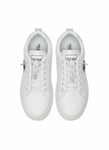 Men’s White Fashion Sneakers – Bee Embroidered Casual Shoes