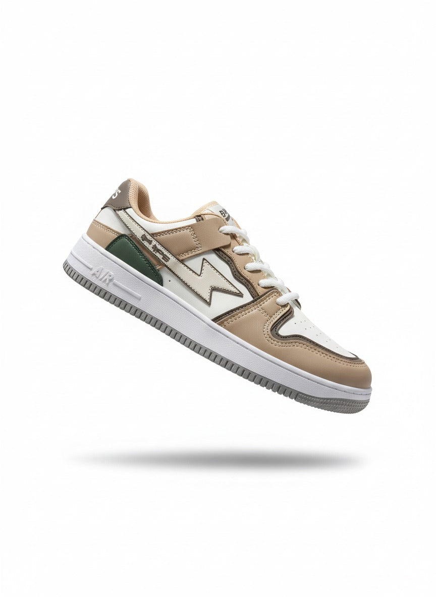 Retro-Inspired light brown and White Court Sneaker with classic Accents
