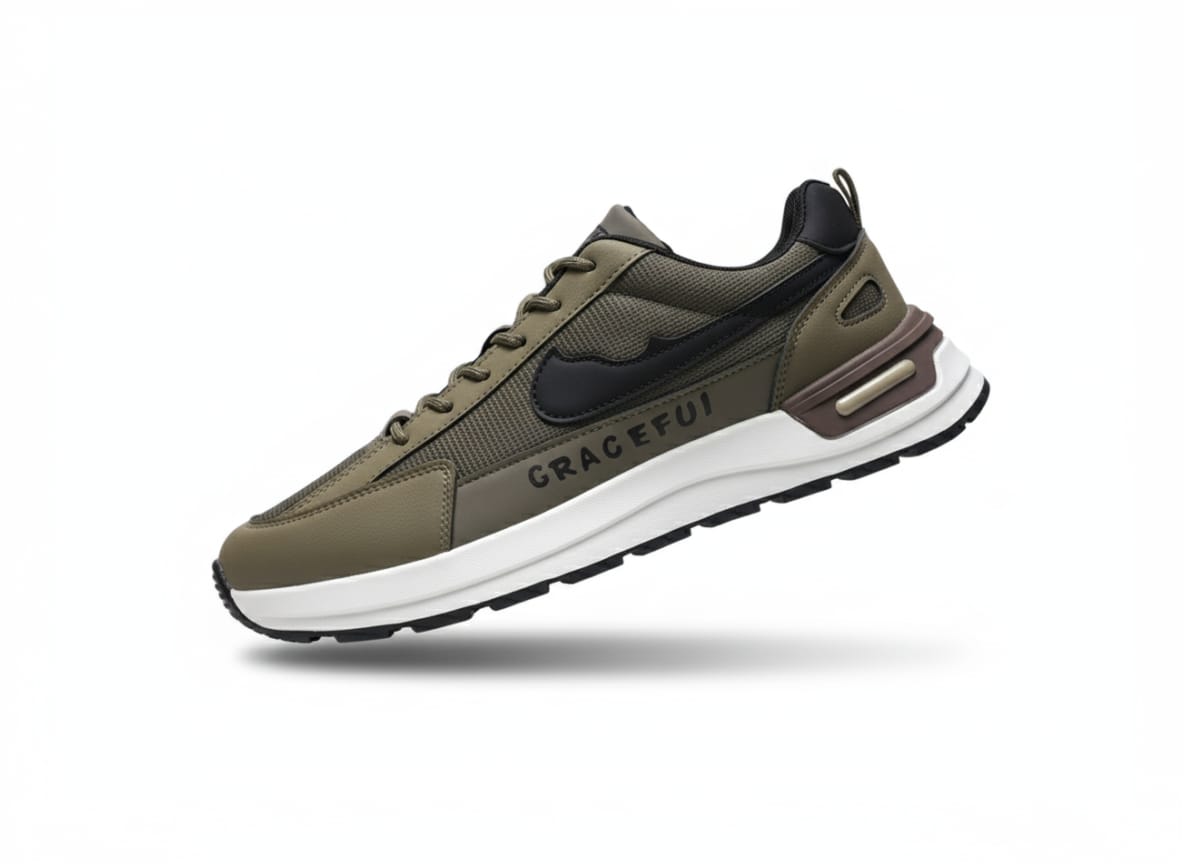 Graceful Olive & Black Lifestyle Sneakers