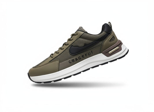 Graceful Olive & Black Lifestyle Sneakers