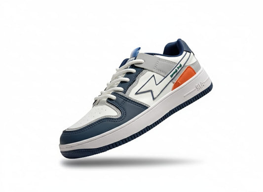 Retro-Inspired Tan and White Court Sneaker with Green Accents