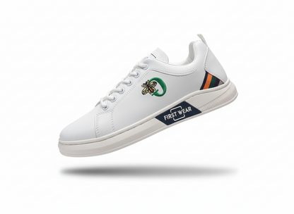Men’s White Fashion Sneakers – Bee Embroidered Casual Shoes