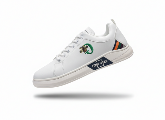 Men’s White Fashion Sneakers – Bee Embroidered Casual Shoes