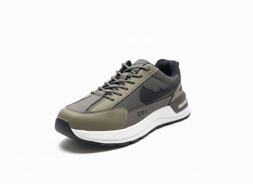 Graceful Olive & Black Lifestyle Sneakers