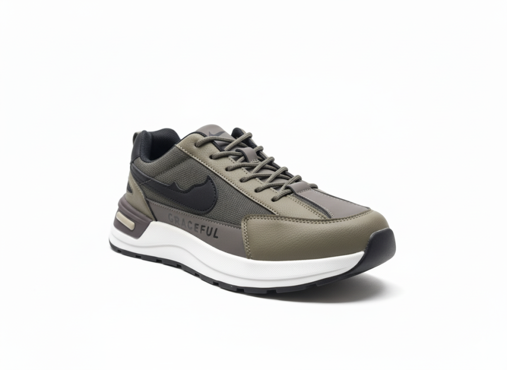 Graceful Olive & Black Lifestyle Sneakers